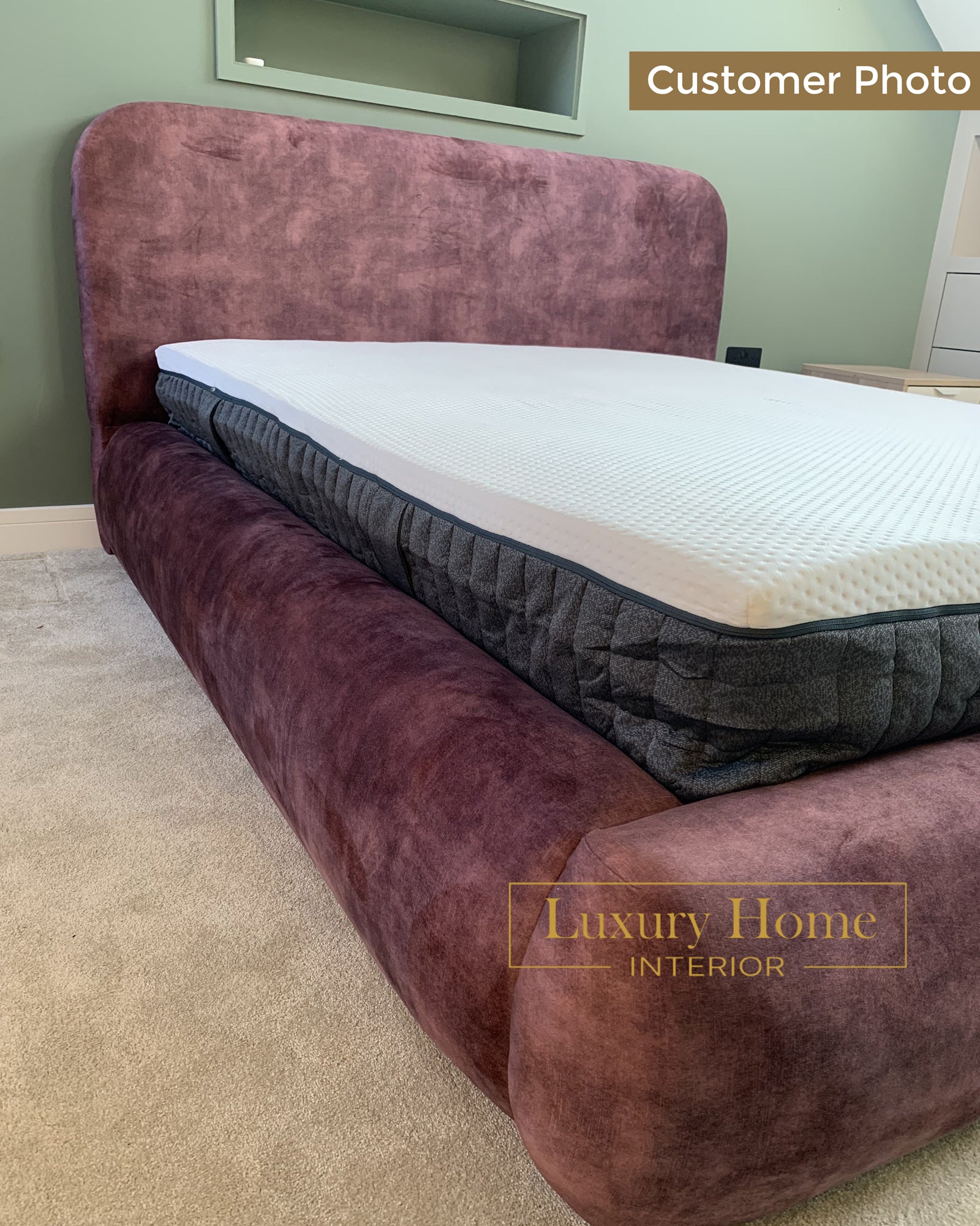 The Bespoke Eleanor Cloud Boucle Upholstered Low Bed Frame- Fully Customisable with Storage Options- Boucle Range