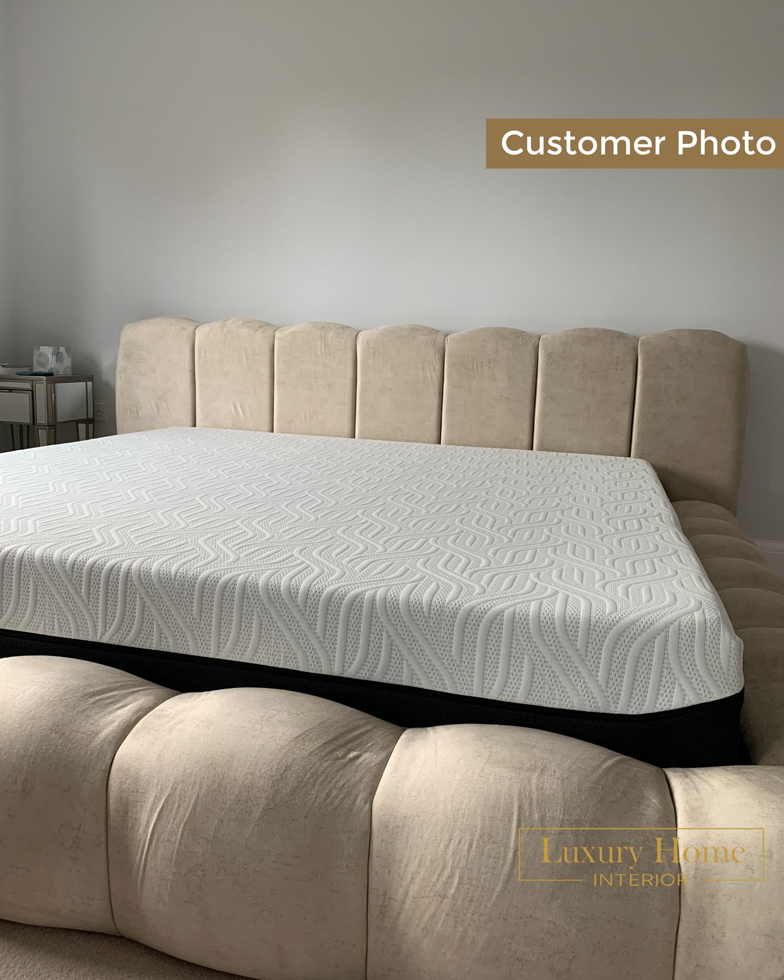 The Bespoke Amalfi Upholstered Low Profile Bed Frame- Fully Customisable with Storage Options- Minimalist Bubble Marshmallow Range