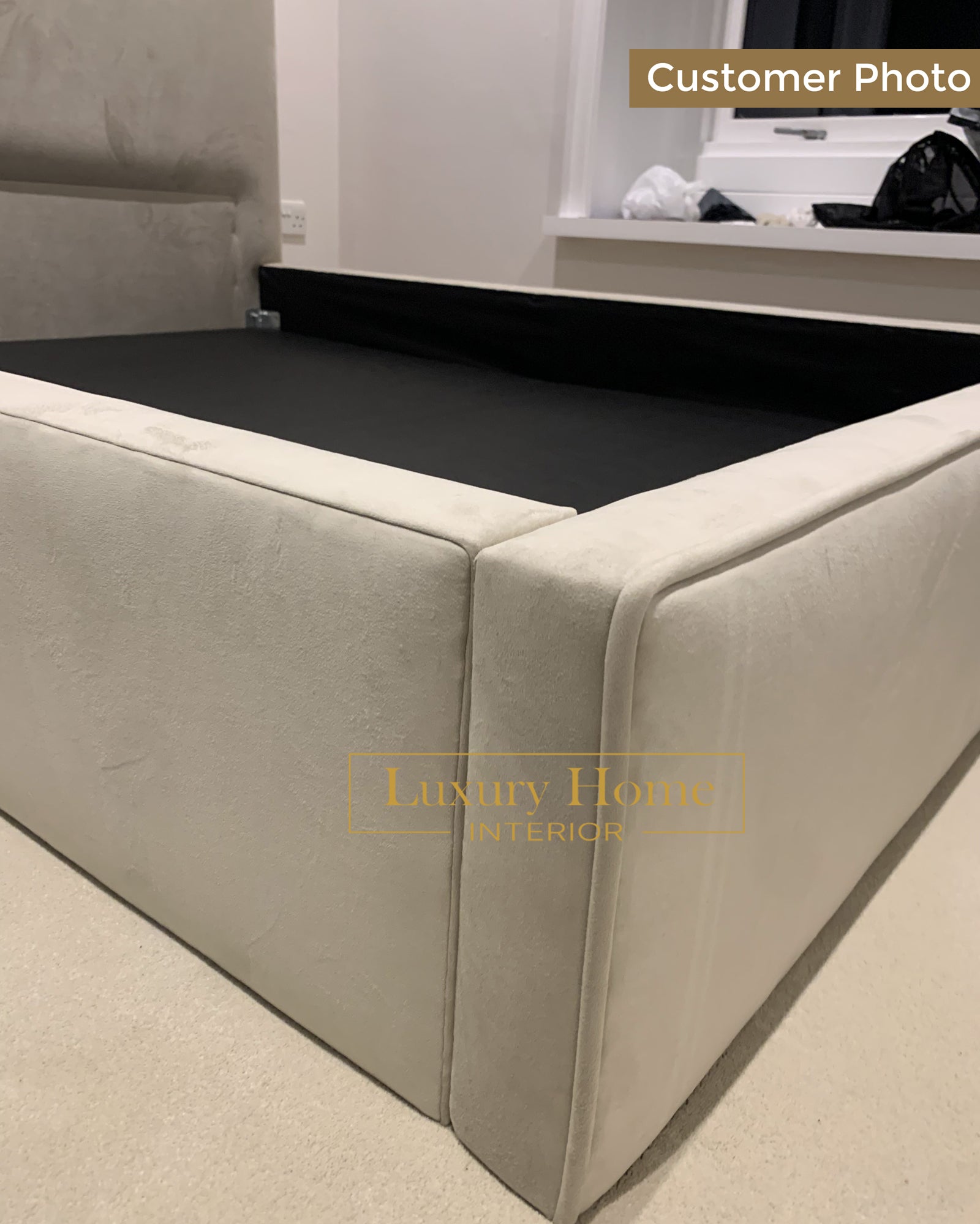 The Bespoke Celina Boucle Upholstered Bed Frame- Fully Customisable with Storage Options- Minimalist Cloud Range