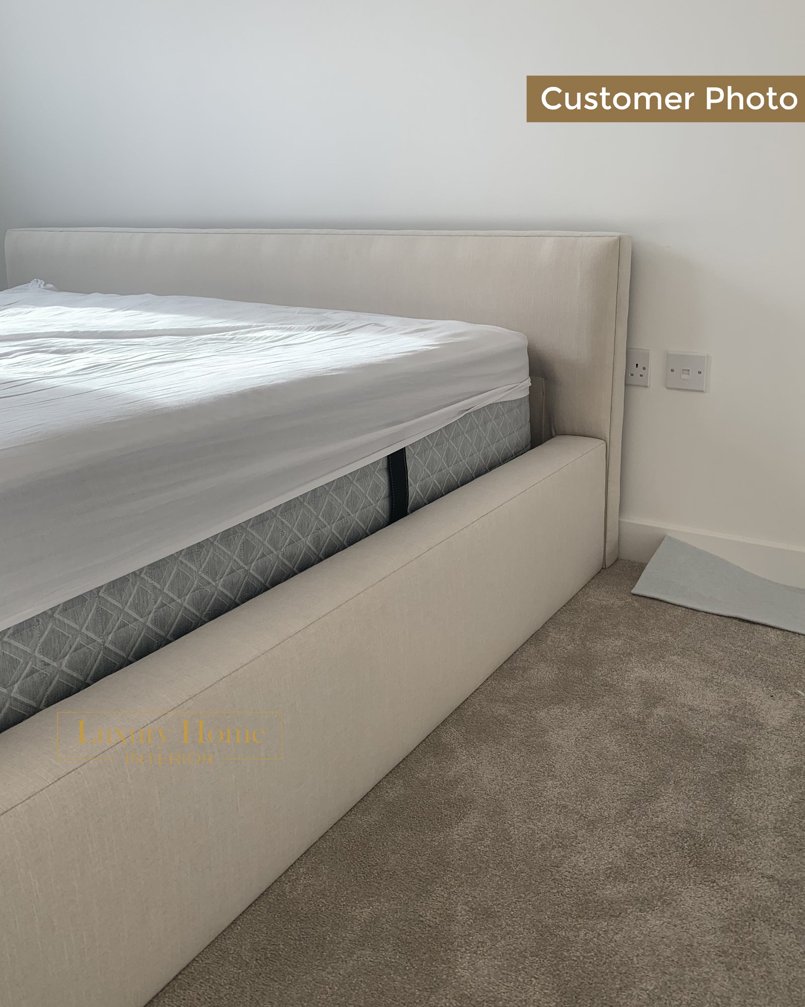 The Bespoke Alora Bed Upholstered Low Bed Frame- Fully Customisable with Storage Options- Minimalist Cloud Range