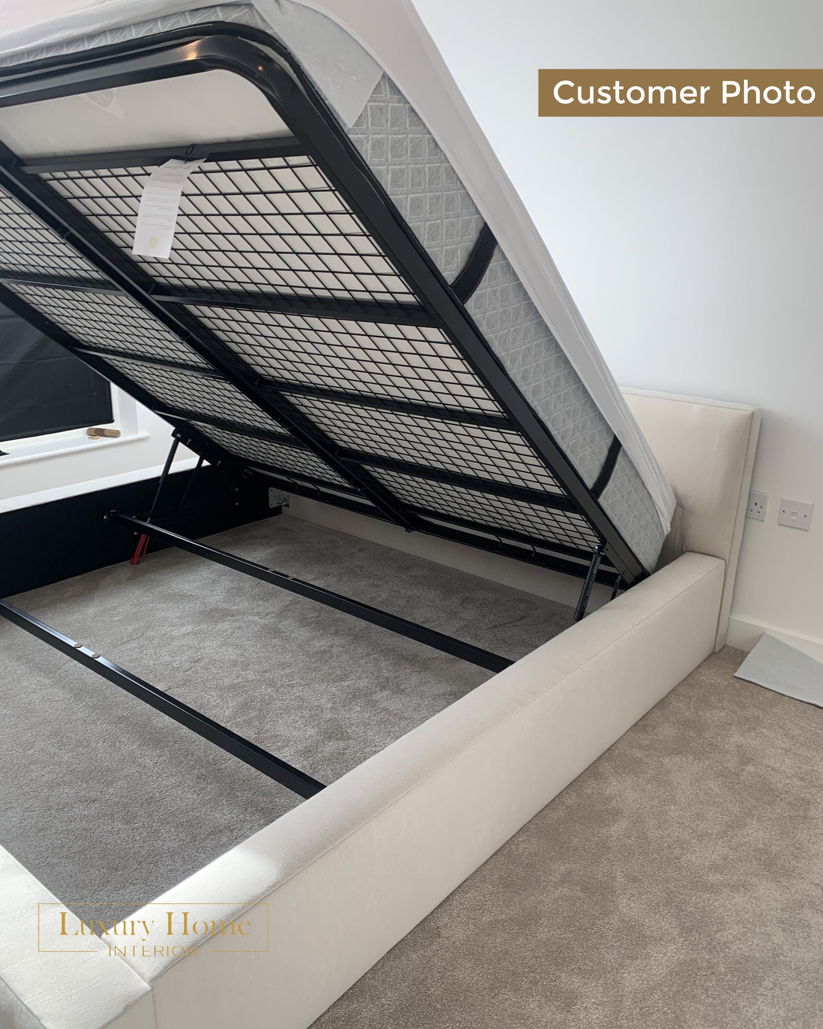 The Bespoke Alora Bed Upholstered Low Bed Frame- Fully Customisable with Storage Options- Minimalist Cloud Range