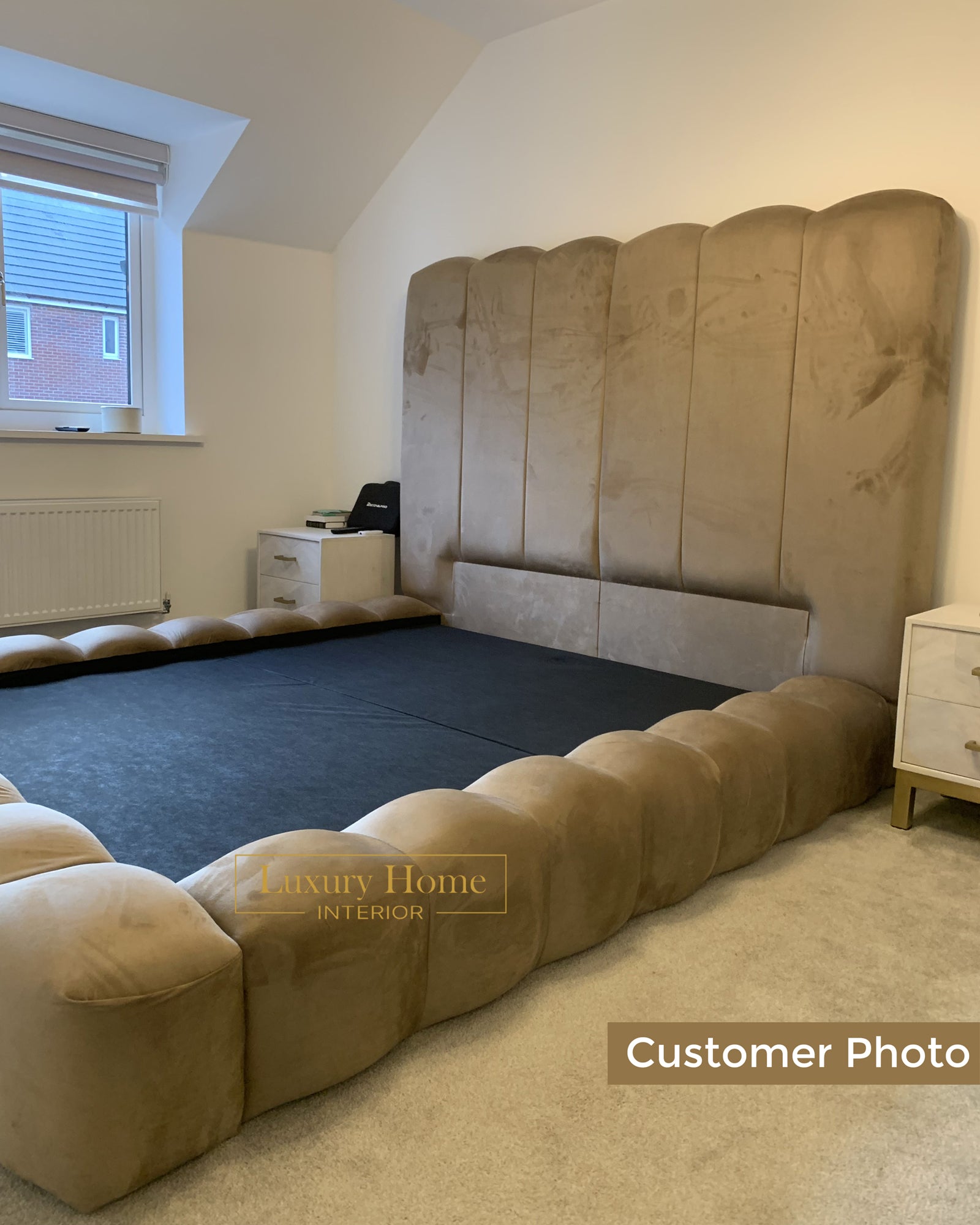 The Bespoke Amalfi Upholstered Low Profile Bed Frame- Fully Customisable with Storage Options- Minimalist Bubble Marshmallow Range