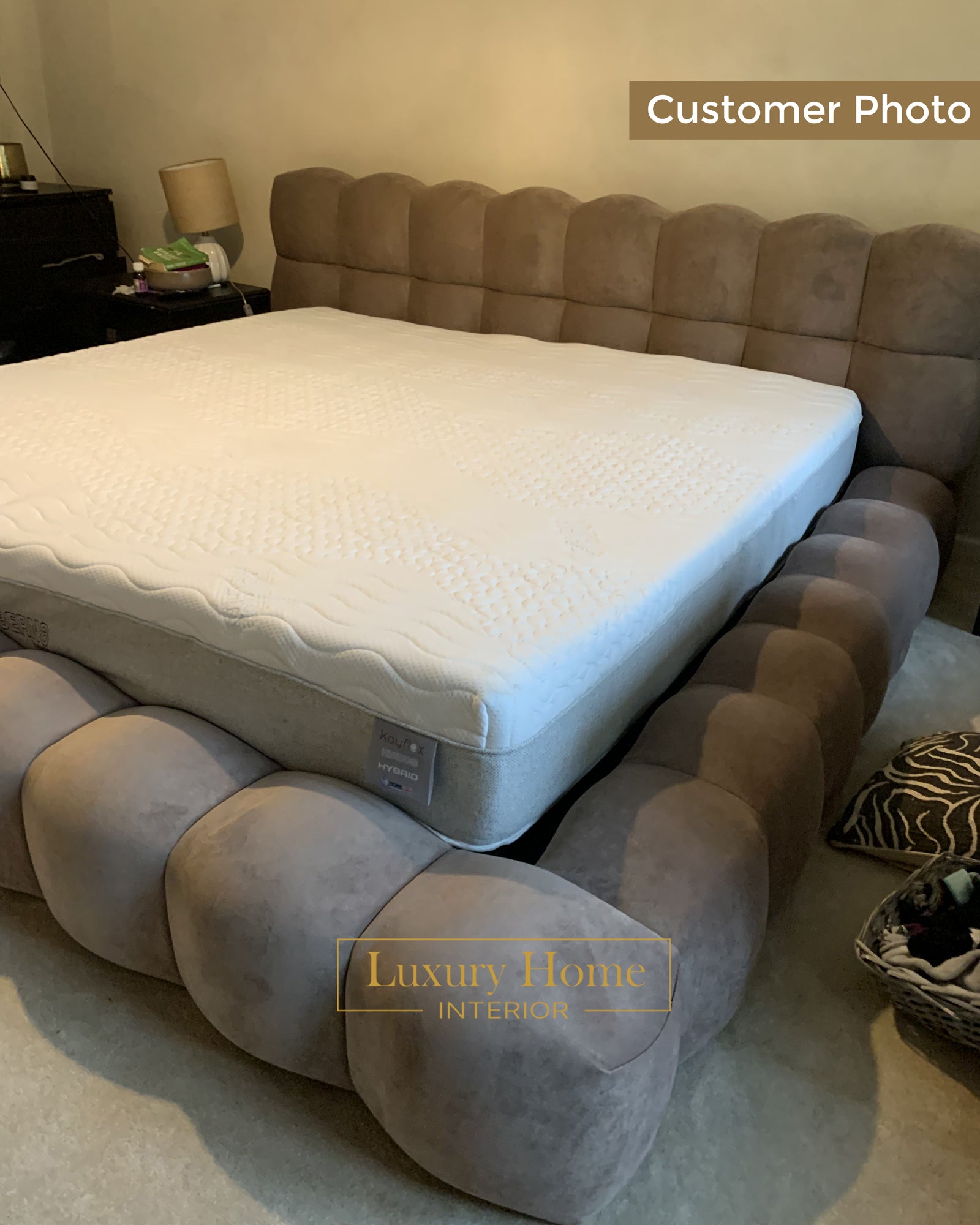 The Bespoke Portofino Marshmallow Upholstered Low Profile Bed Frame- Fully Customisable with Storage Options- Minimalist Bubble Marshmallow Range