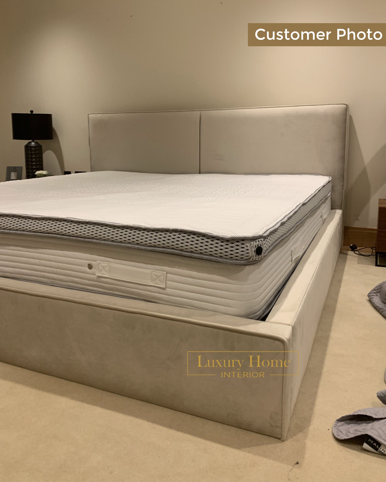 The Bespoke Celina Boucle Upholstered Bed Frame- Fully Customisable with Storage Options- Minimalist Cloud Range