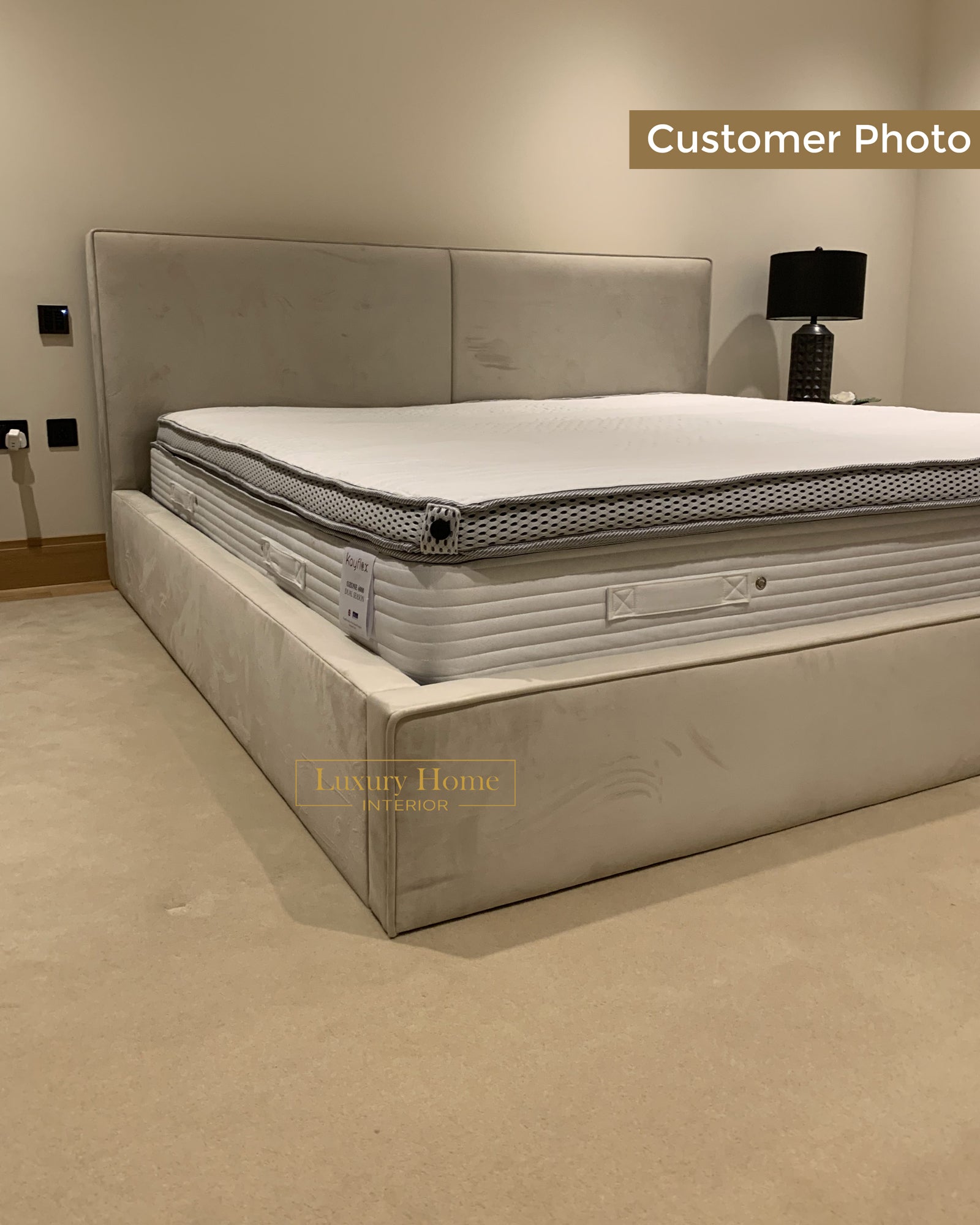 The Bespoke Celina Boucle Upholstered Bed Frame- Fully Customisable with Storage Options- Minimalist Cloud Range