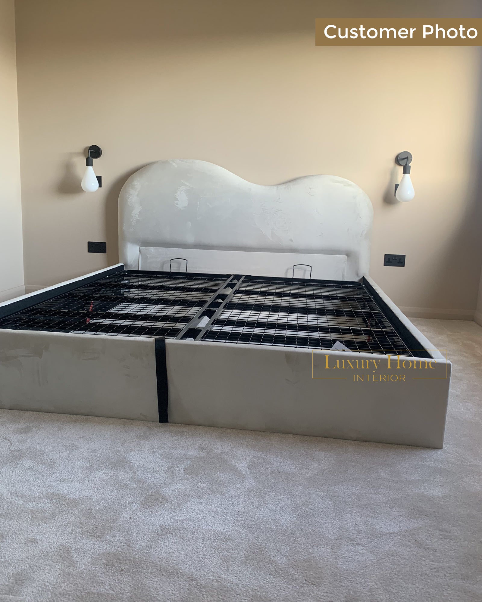 The Bespoke Eva Boucle Upholstered Bed Frame- Fully Customisable with Storage Options- Wave Range