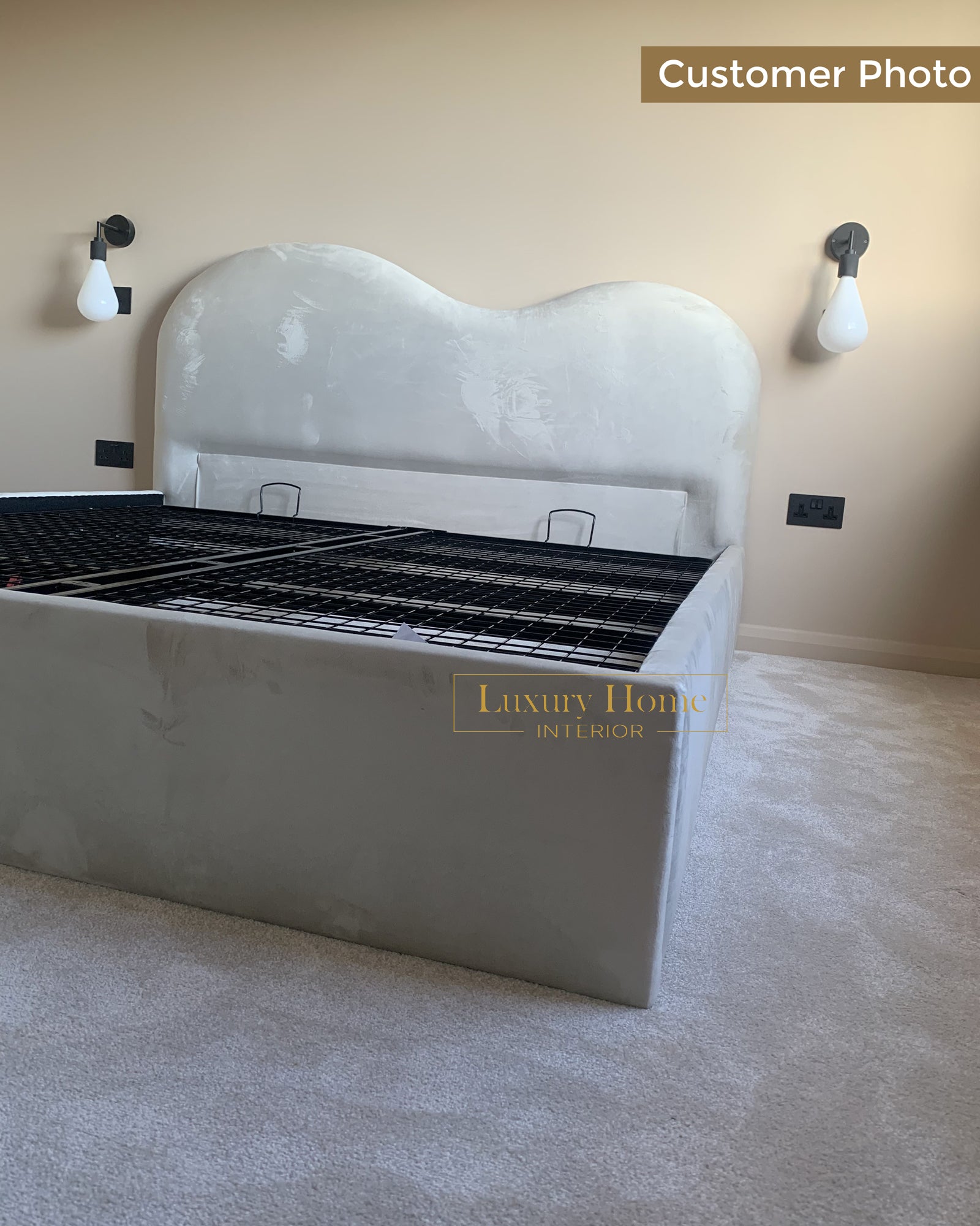 The Bespoke Eva Boucle Upholstered Bed Frame- Fully Customisable with Storage Options- Wave Range