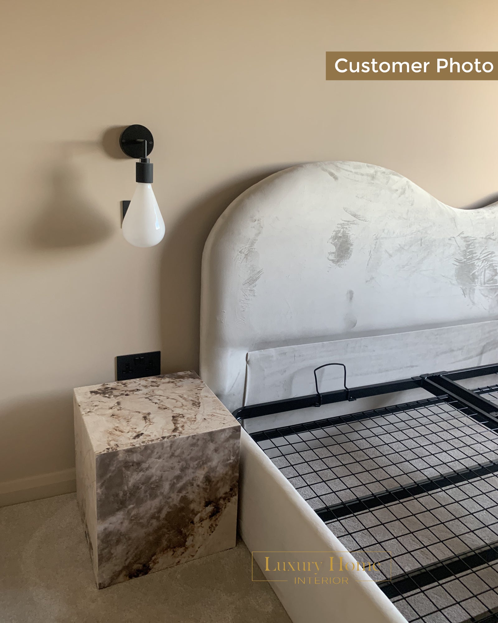 The Bespoke Eva Boucle Upholstered Bed Frame- Fully Customisable with Storage Options- Wave Range