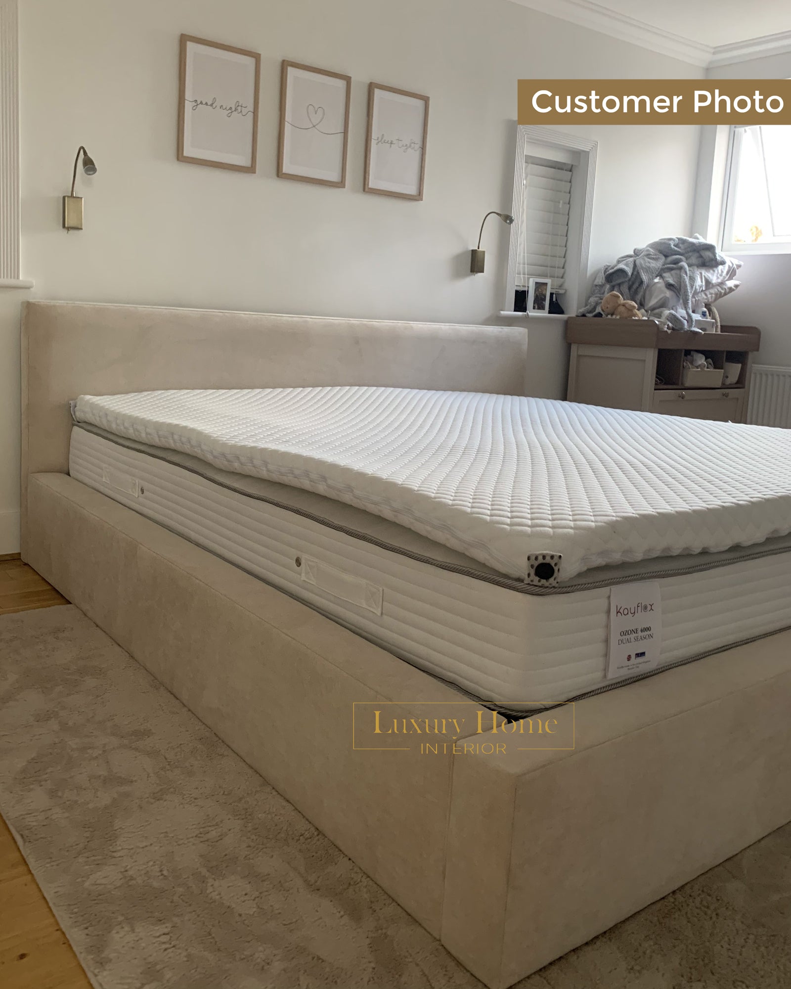 The Bespoke Alora Bed Upholstered Low Bed Frame- Fully Customisable with Storage Options- Minimalist Cloud Range