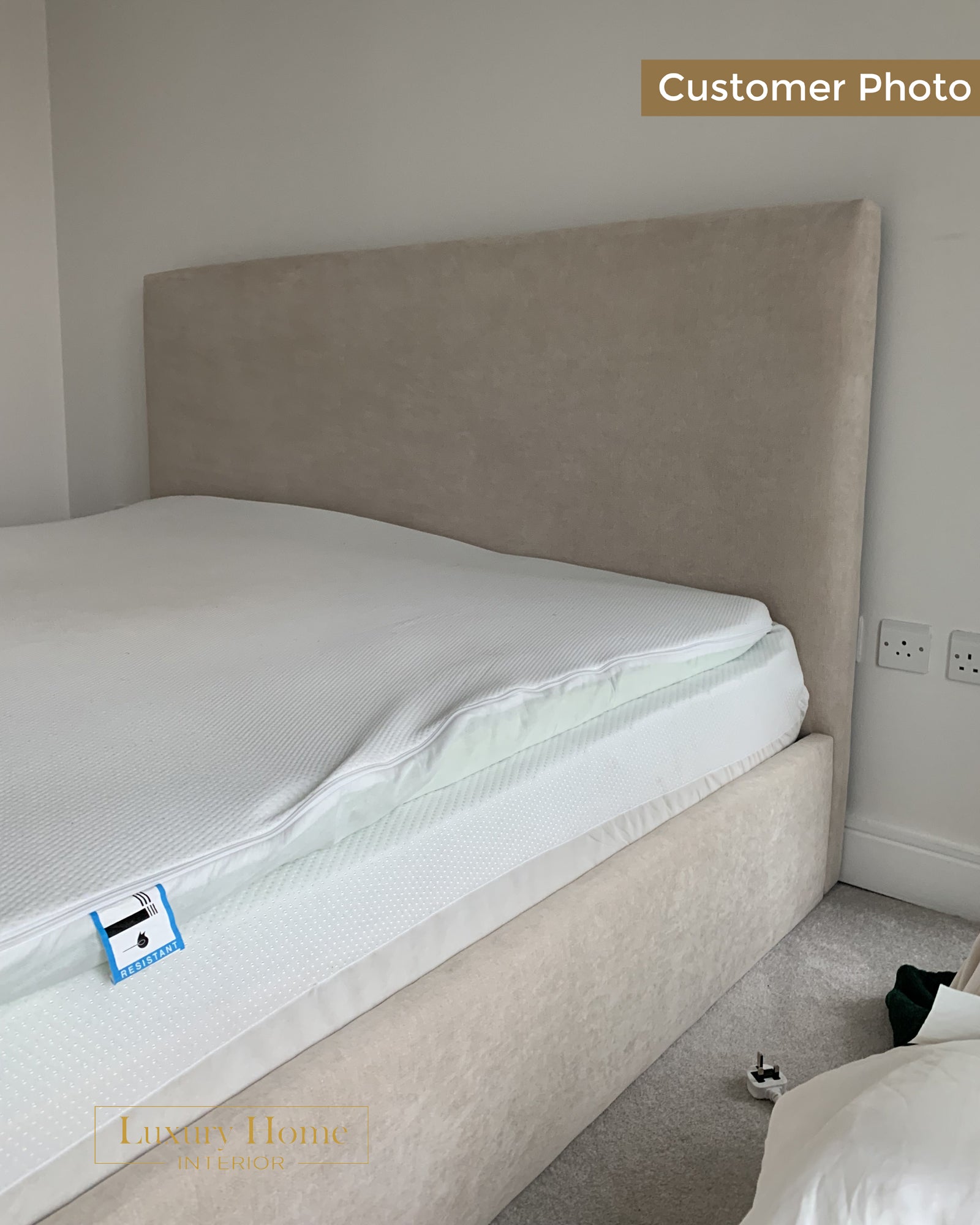 The Bespoke Cora Boucle Upholstered Bed Frame-Cream Fully Customisable with Storage Options- Cream Chloe Boucle Range