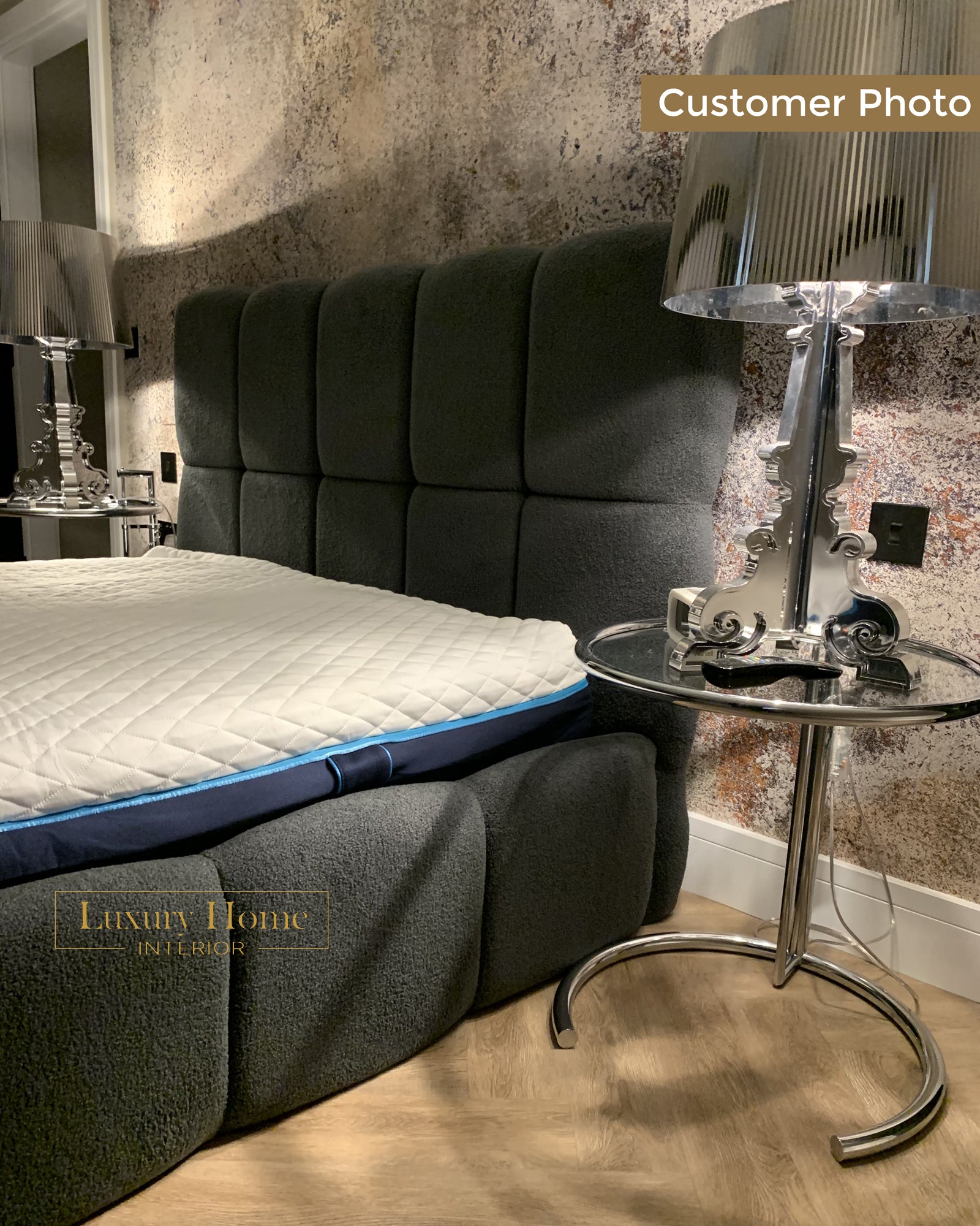 The Bespoke Taylor Boucle Upholstered Bed Frame- Fully Customisable with Storage Options- Cream Artic Chloe Boucle Range