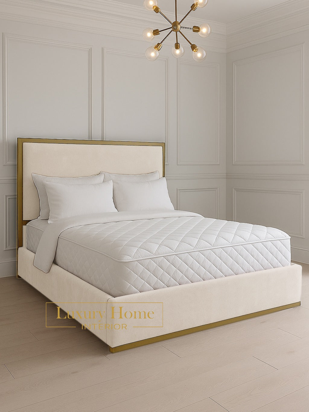 The Bespoke Royal Kensington Luxe Bed I with Black Metal Surround- Black & Cream Fully Customisable with Storage Options- Washington Black Border Range