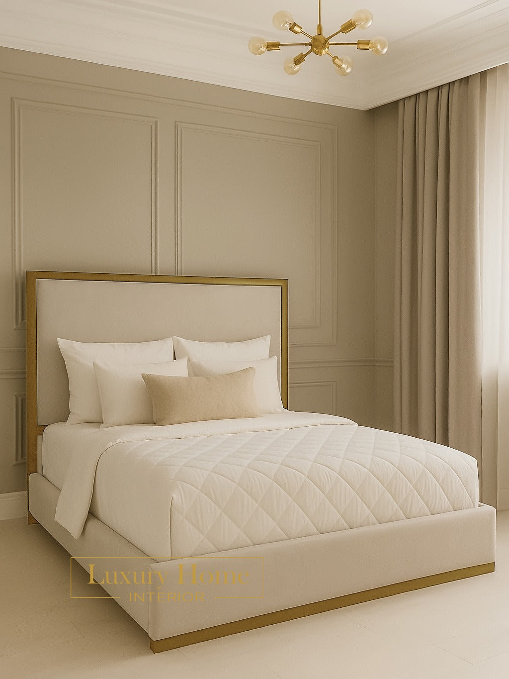 The Bespoke Royal Kensington Luxe Bed I with Black Metal Surround- Black & Cream Fully Customisable with Storage Options- Washington Black Border Range