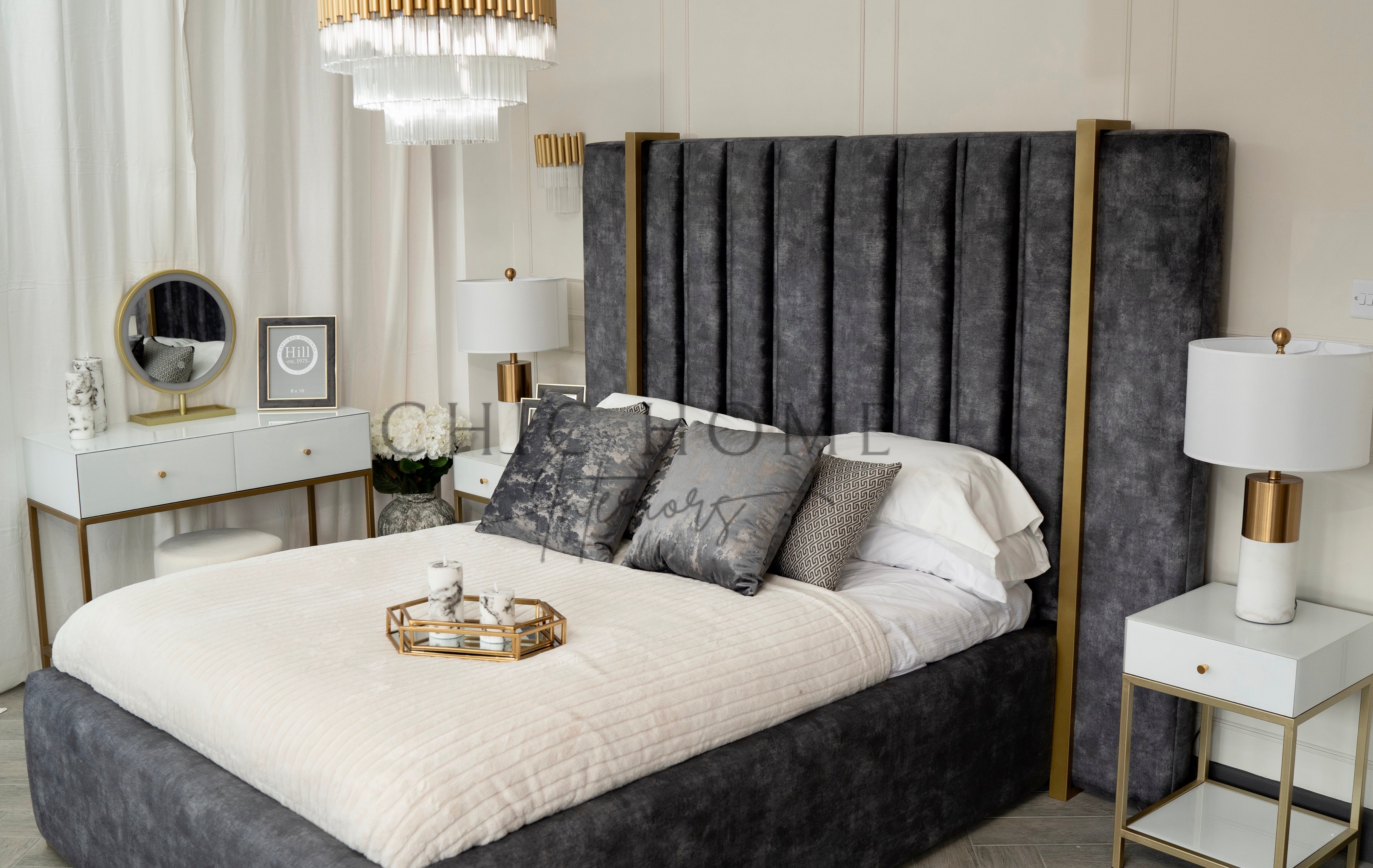 The Bespoke Royal Jade Bed- Fully Customisable with Storage Options- Luxe Metal Range