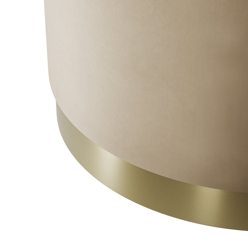 Luxe Beige Velvet Large Pouffe