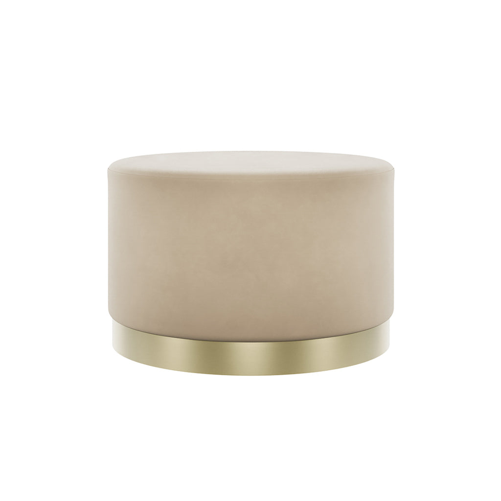 Luxe Beige Velvet Large Pouffe