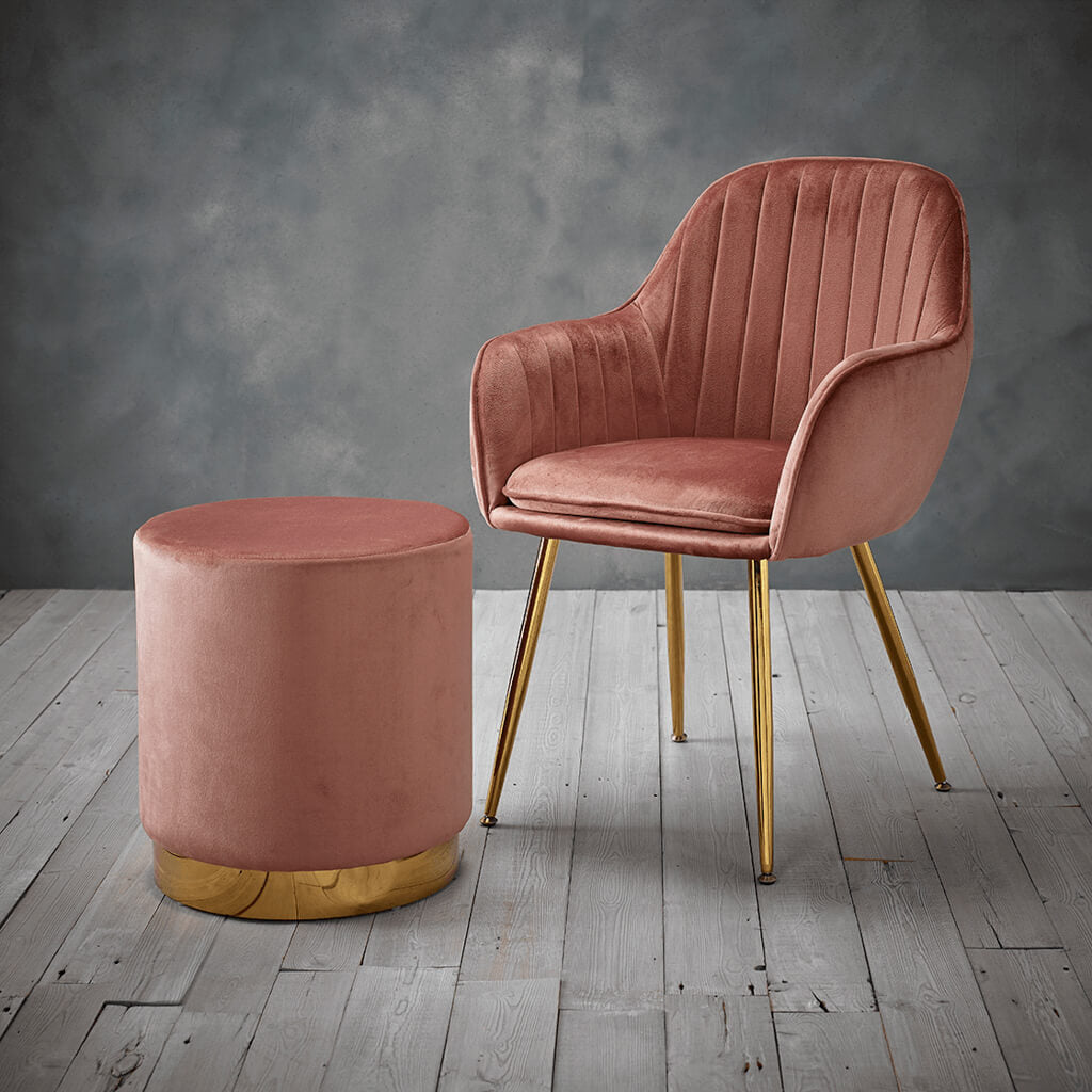 Luxe Pouffe Vintage Pink Velvet