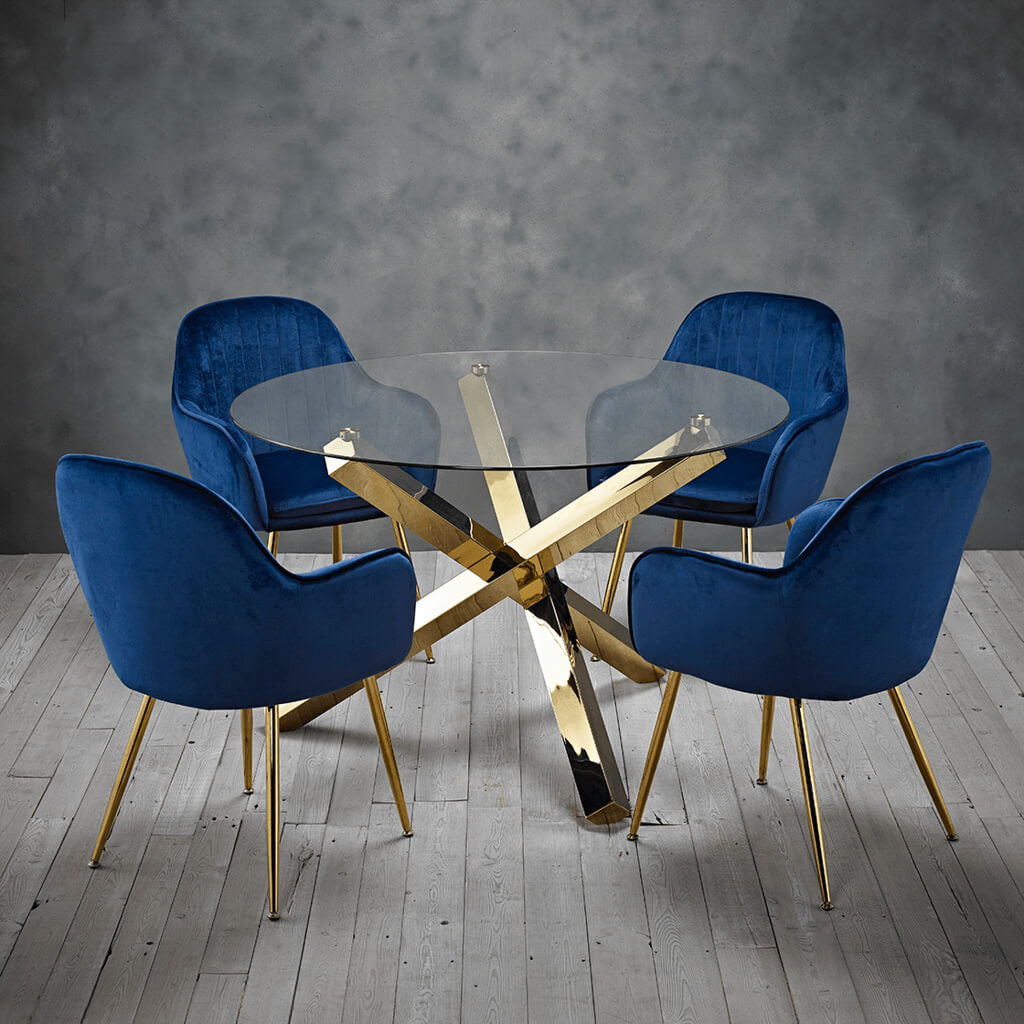 Luna Royal Blue & Gold Dining Chairs