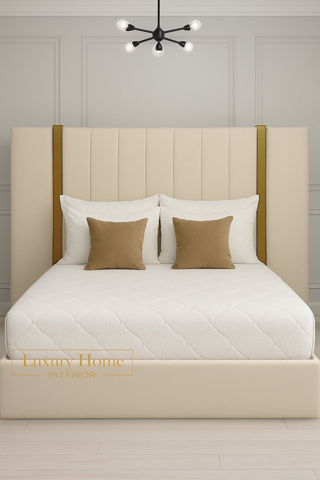 The Bespoke Royal Kensington Luxe Bed VI with Black Metal Surround- Black & Cream Fully Customisable with Storage Options- Washington Black Border Range