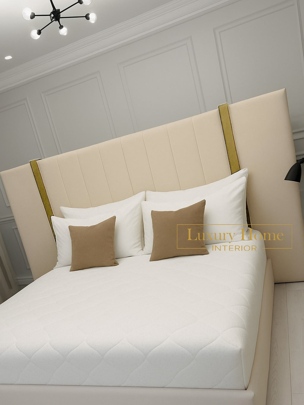 The Bespoke Royal Kensington Luxe Bed VI with Black Metal Surround- Black & Cream Fully Customisable with Storage Options- Washington Black Border Range