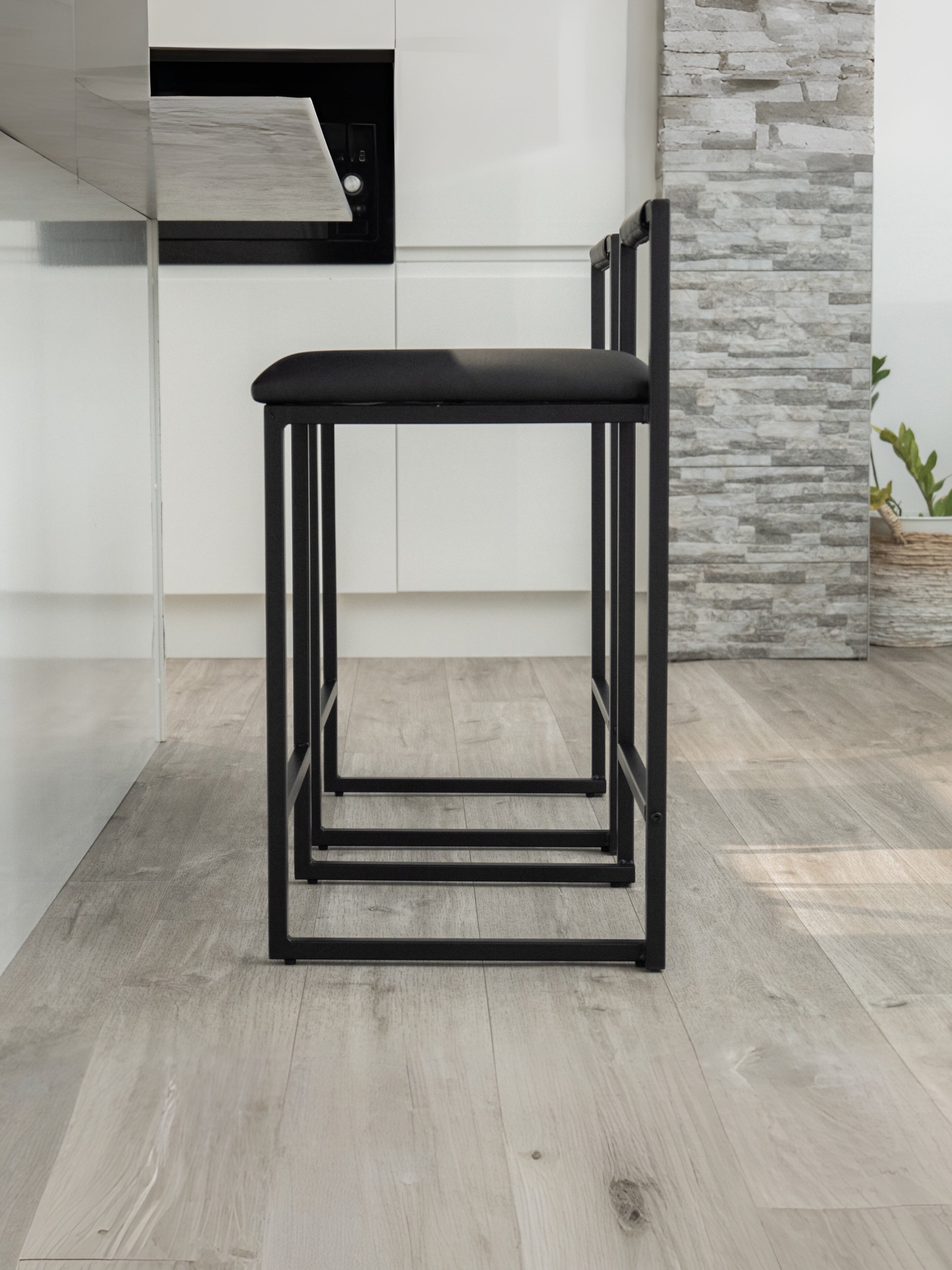 Kensington Black Leather with Black Legs Barstool