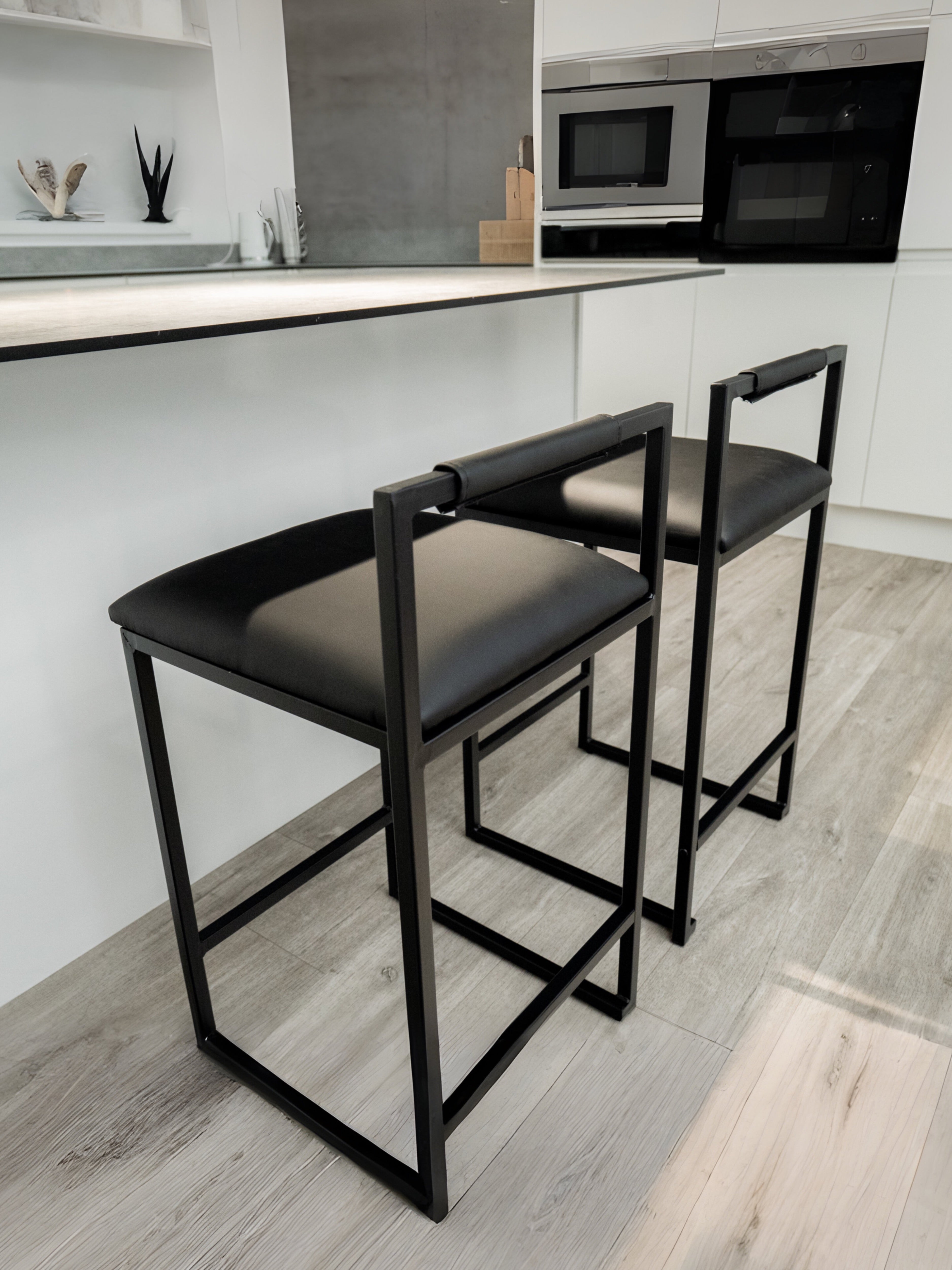 Kensington Black Leather with Black Legs Barstool