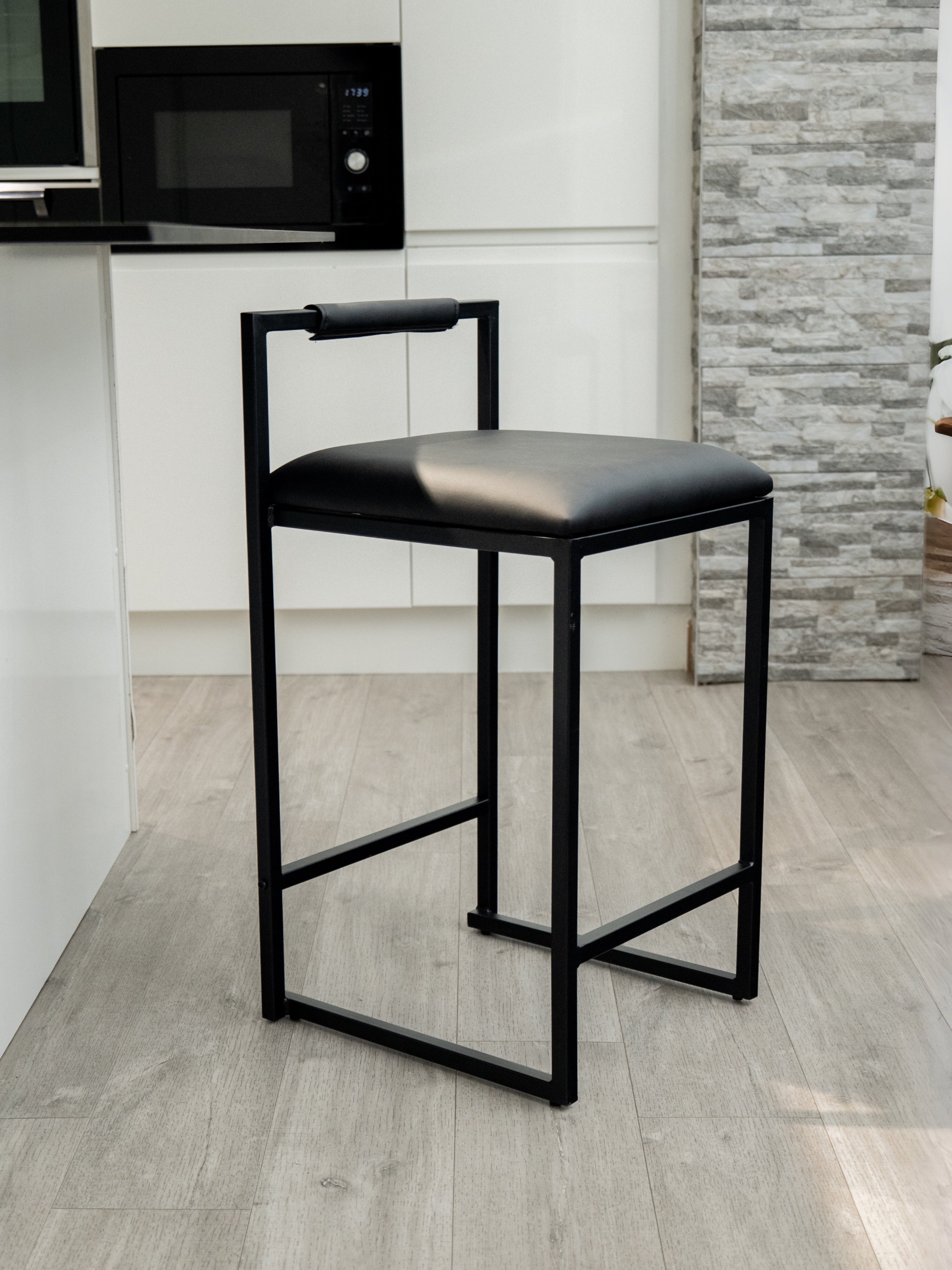 Kensington Black Leather with Black Legs Barstool