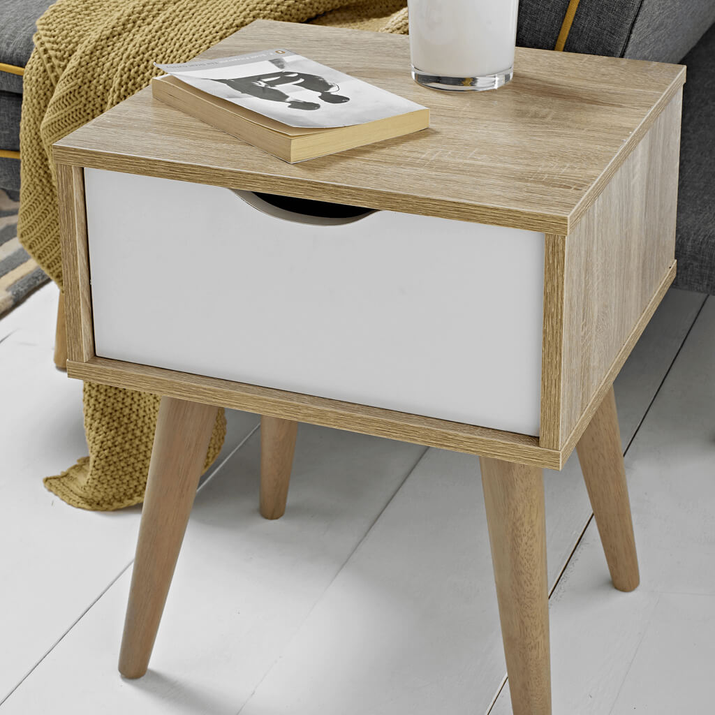 Trace Light Oak & White Side Table