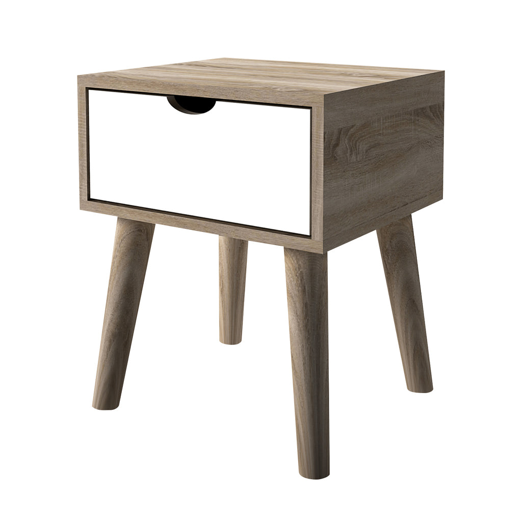 Trace Light Oak & White Side Table