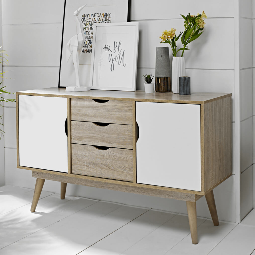 Timber Light Oak & White Sideboard