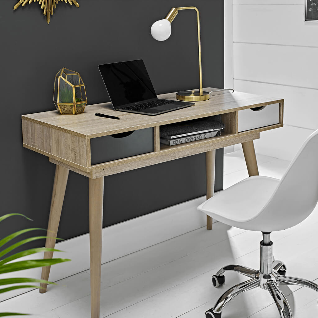 Lunex Light Oak & White & Grey Desk