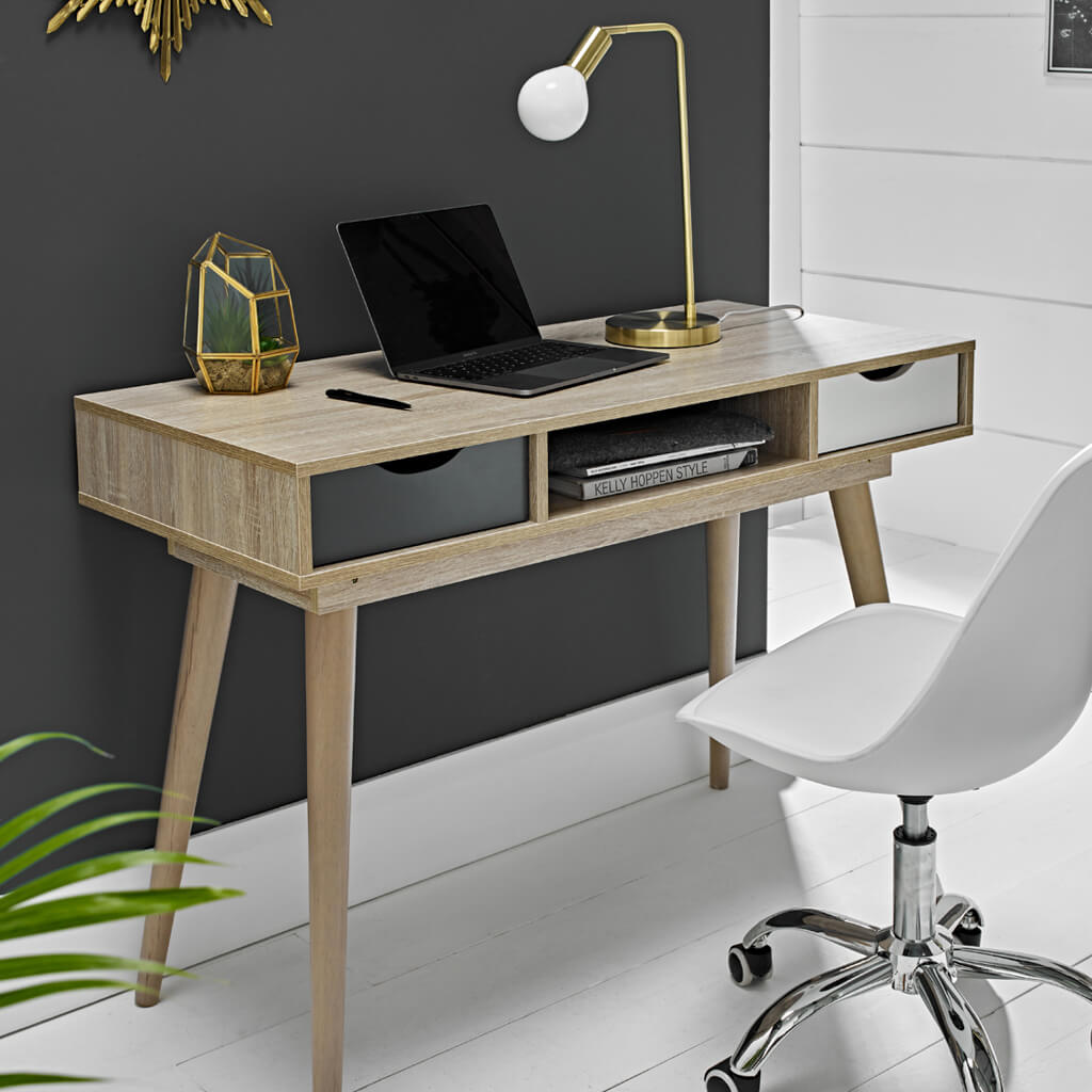 Lunex Light Oak & White & Grey Desk