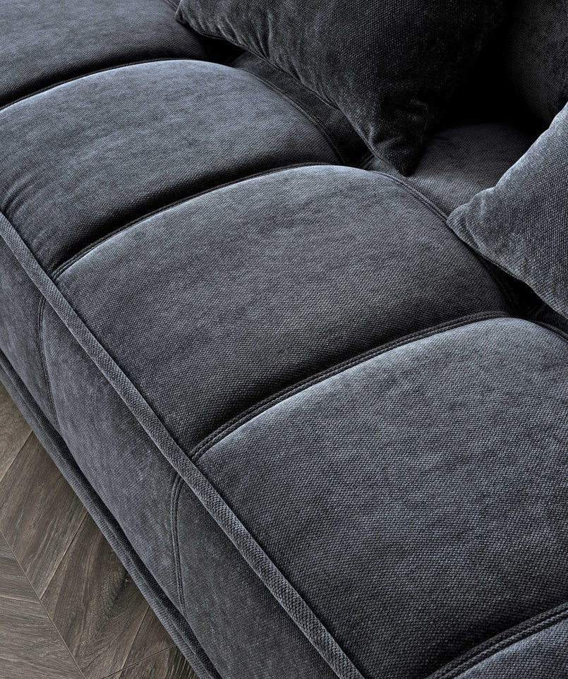 Brussels Chunky Fluted Sofa Range  in Steel Velvet