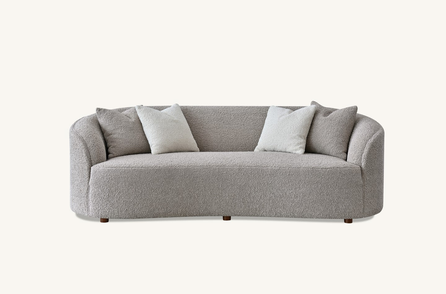 Chloe Curved Latte Boucle Sofa and Accent Chair