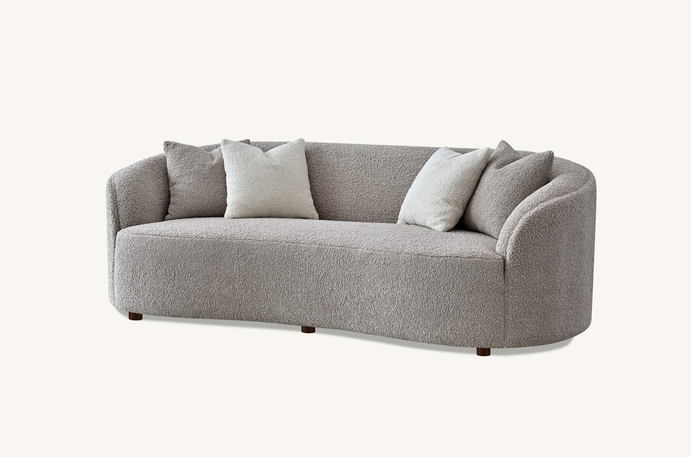 Chloe Curved Latte Boucle Sofa and Accent Chair