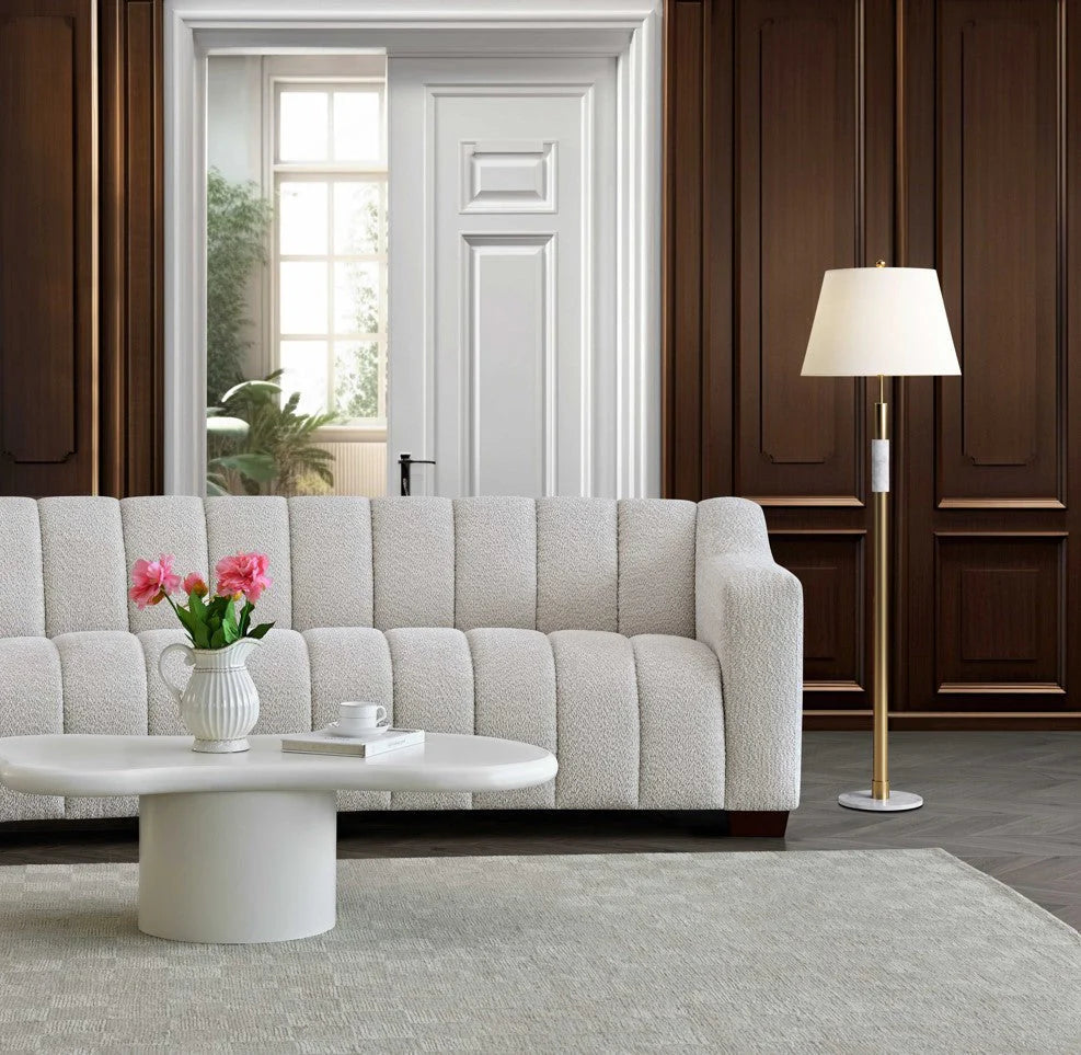 Vienna 3 Seater Sofa in Oatmeal Boucle Fabric