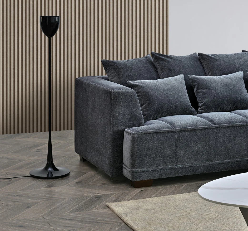 Brussels Chunky Fluted Sofa Range  in Steel Velvet