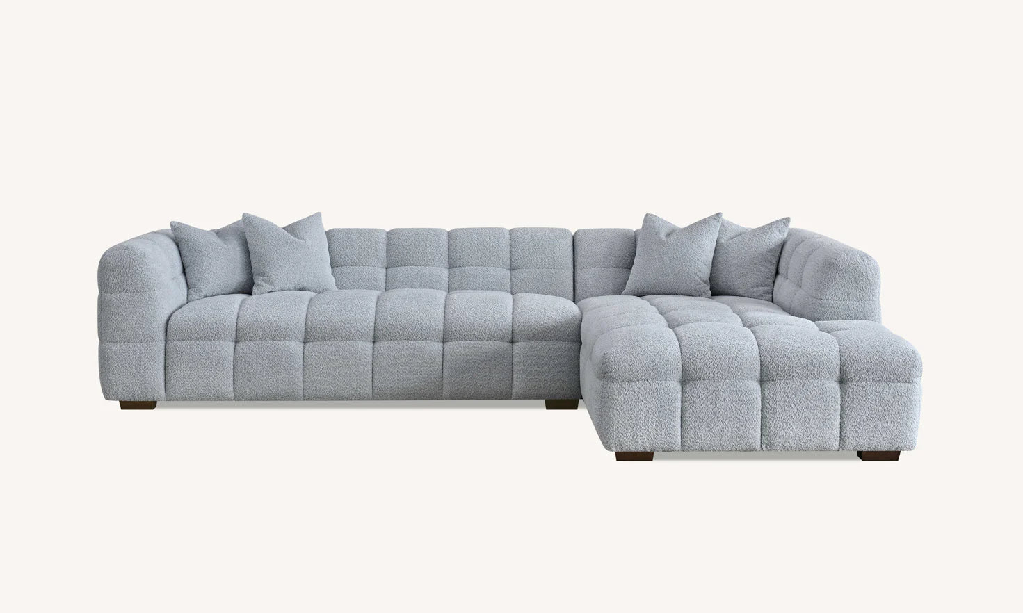 Kensington Group Bubble Tufted Oatmeal Boucle Corner Sofa in Pearl Boucle Fabric