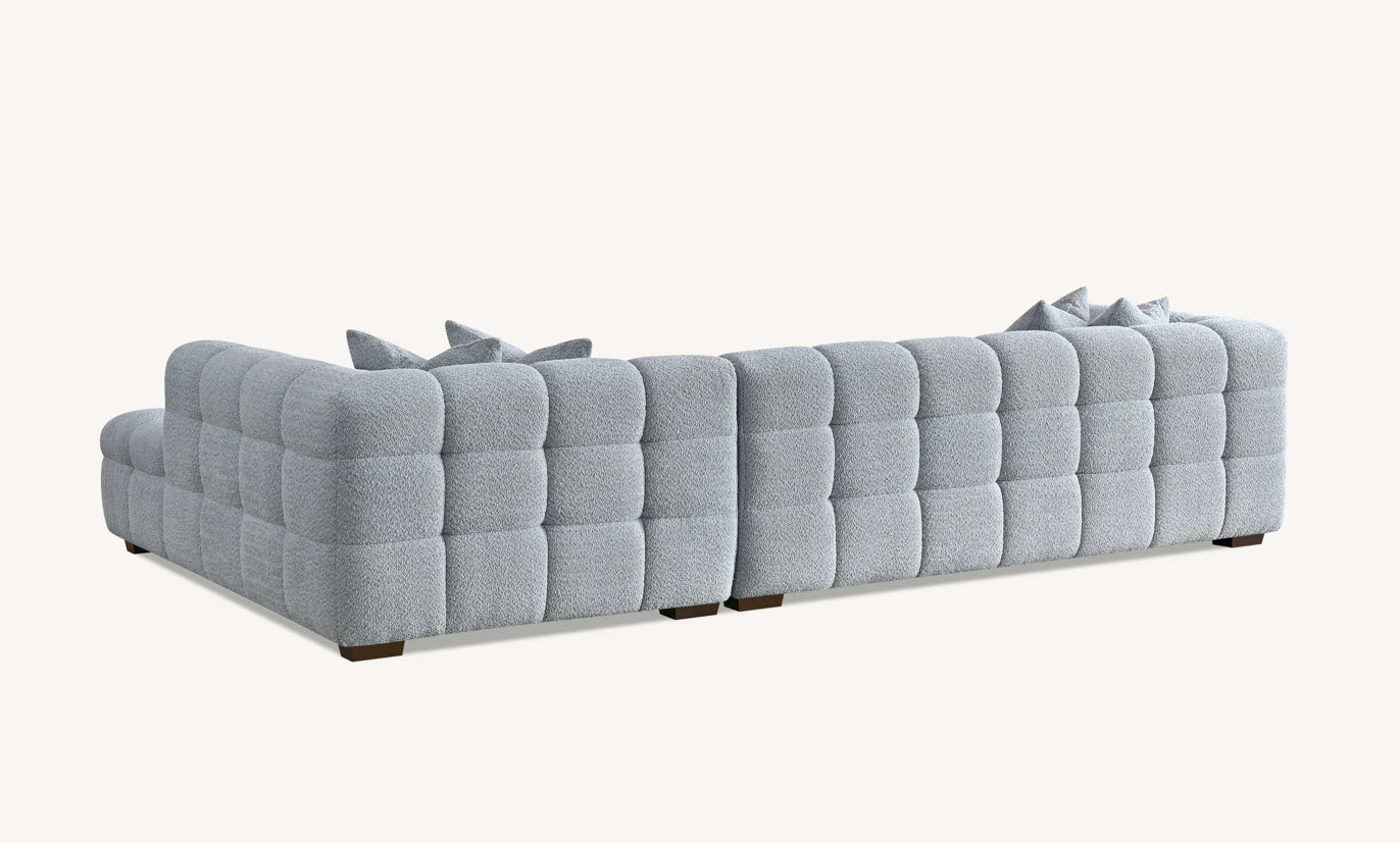 Kensington Group Bubble Tufted Oatmeal Boucle Corner Sofa in Pearl Boucle Fabric