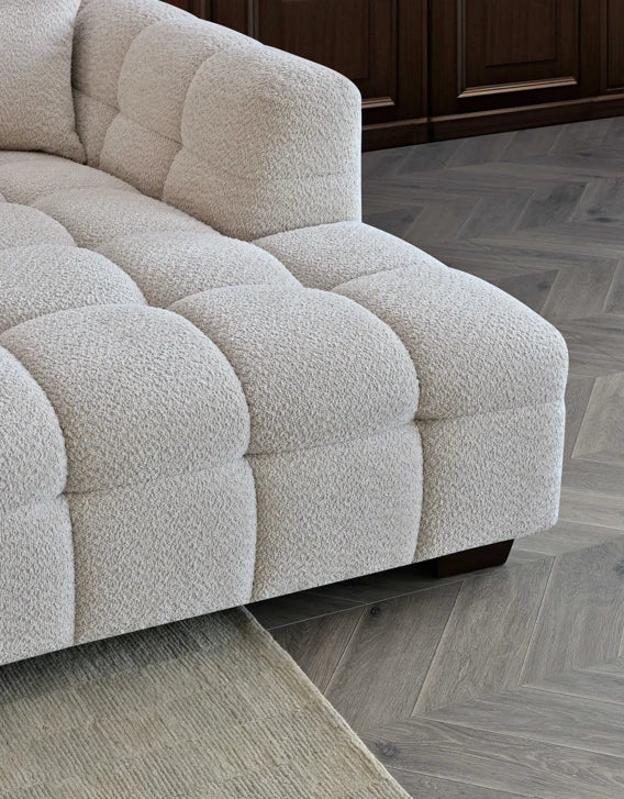 Kensington Bubble Tufted Oatmeal Boucle Corner Sofa in Oatmeal Boucle Fabric