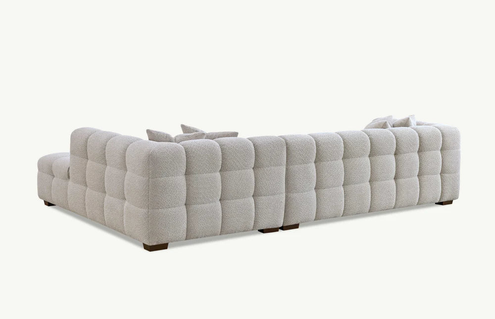 Kensington Bubble Tufted Oatmeal Boucle Corner Sofa in Oatmeal Boucle Fabric