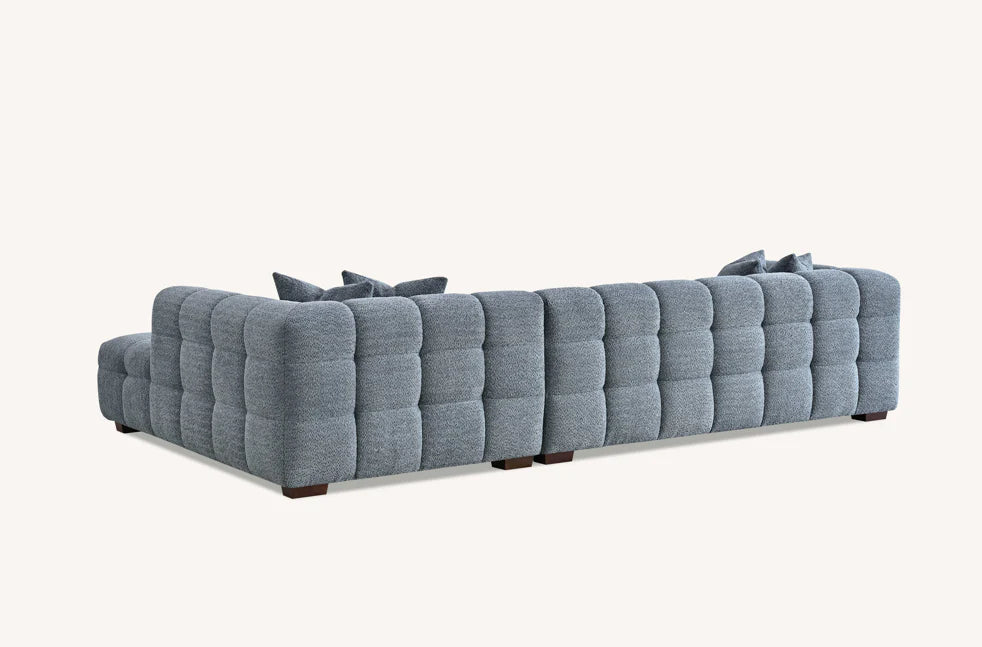 Kensington Bubble Tufted Boucle corner Range in Iron Boucle Fabric