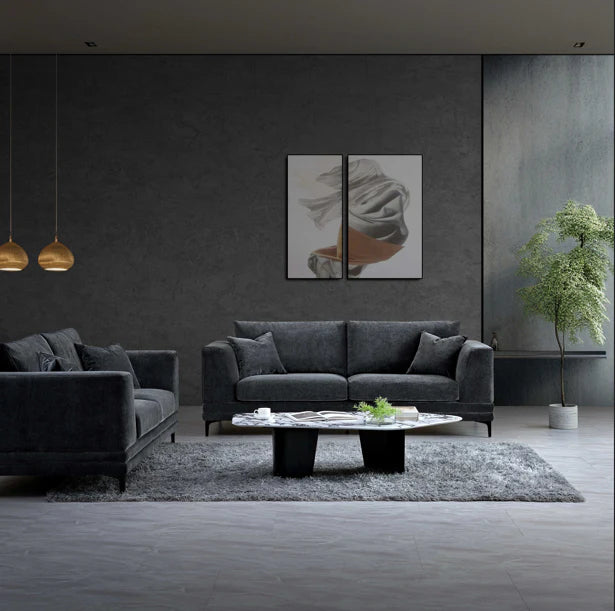 Madrid Cloud Chunky Sofa Range in Steel Velvet