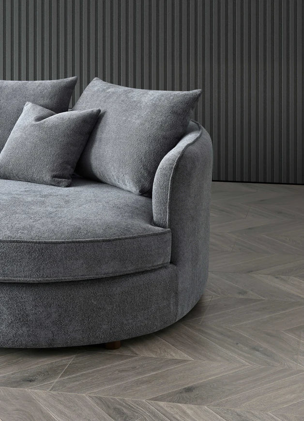 Dubai Corner Chaise in Charcoal Boucle