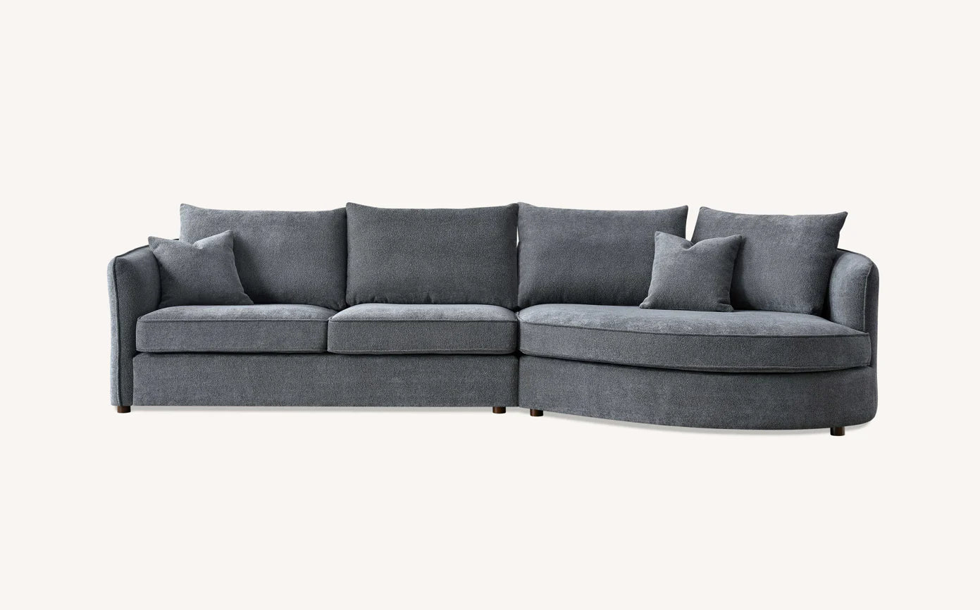 Dubai Corner Chaise in Charcoal Boucle