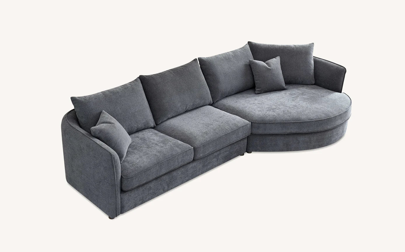 Dubai Corner Chaise in Charcoal Boucle