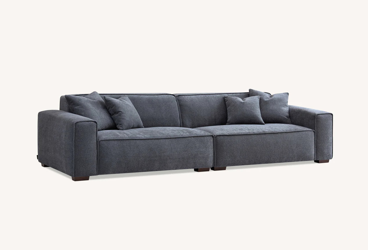 Otis Pebble Boucle with Chaise in Charcoal Boucle