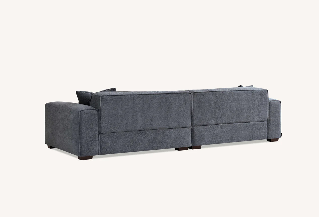 Otis Pebble Boucle with Chaise in Charcoal Boucle