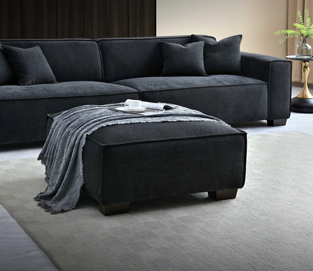 Otis Chunky Boucle 4 seater with Chaise in Midnight Boucle