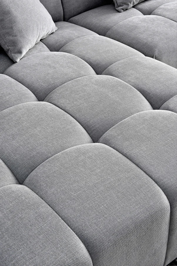 Astana Cloud Grey Boucle Tufted Left Hand Corner Group in Cloudy Grey Boucle